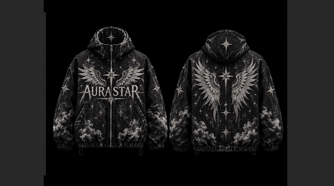 AURA STAR BLACK CUSTOM HOODIE