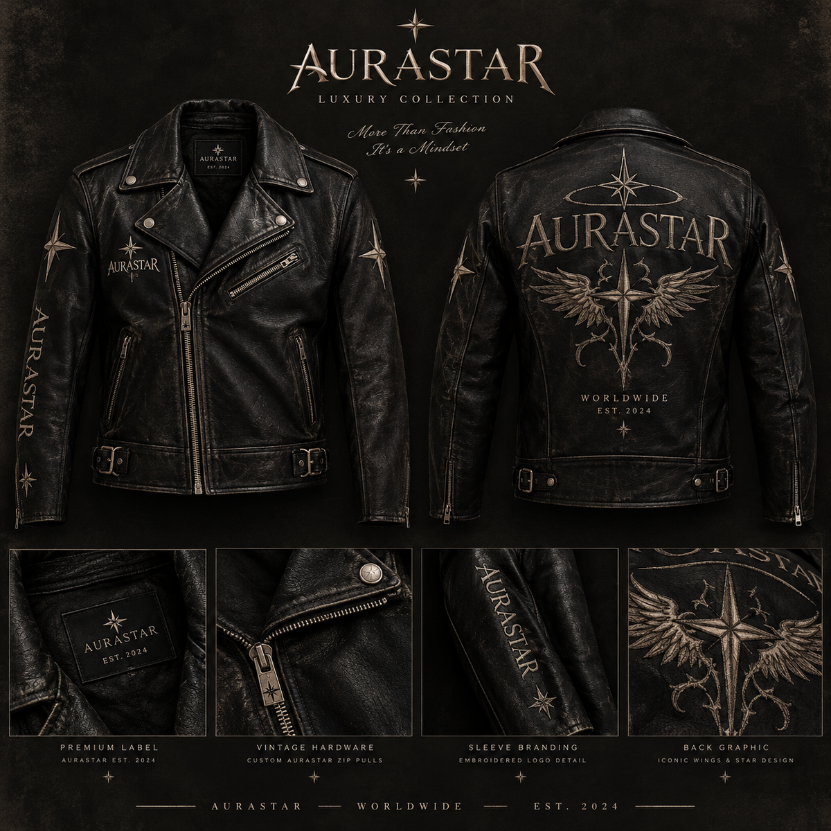 AURASTAR black biker jacket