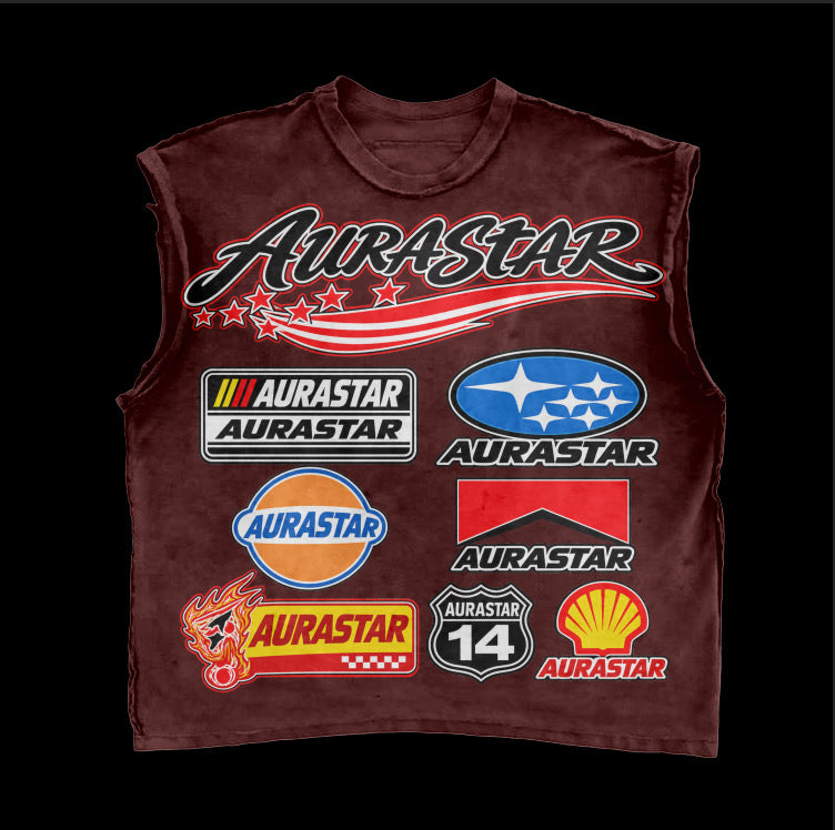 AURA STAR SLEEVELESS VINTAGE T - SHIRT